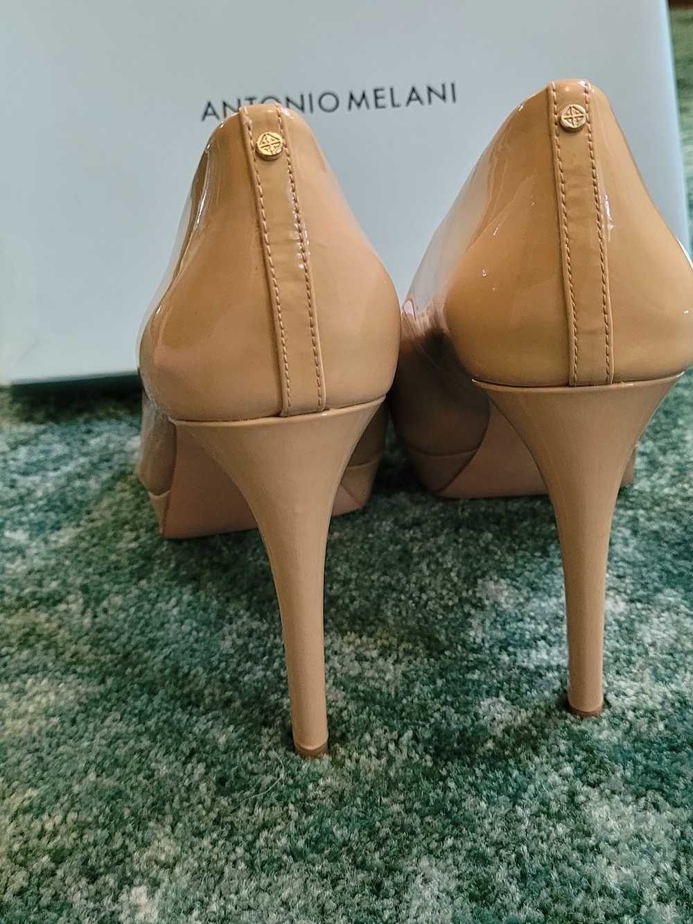 NEW ANTONIO MELANI Patent Nude Platform Pumps - Picture 6 of 13